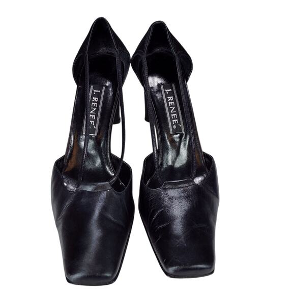 J Renee Pumps sz 13M Womens 6514 Heels Square Toe Black Leather 3.25" READ - Picture 9 of 12